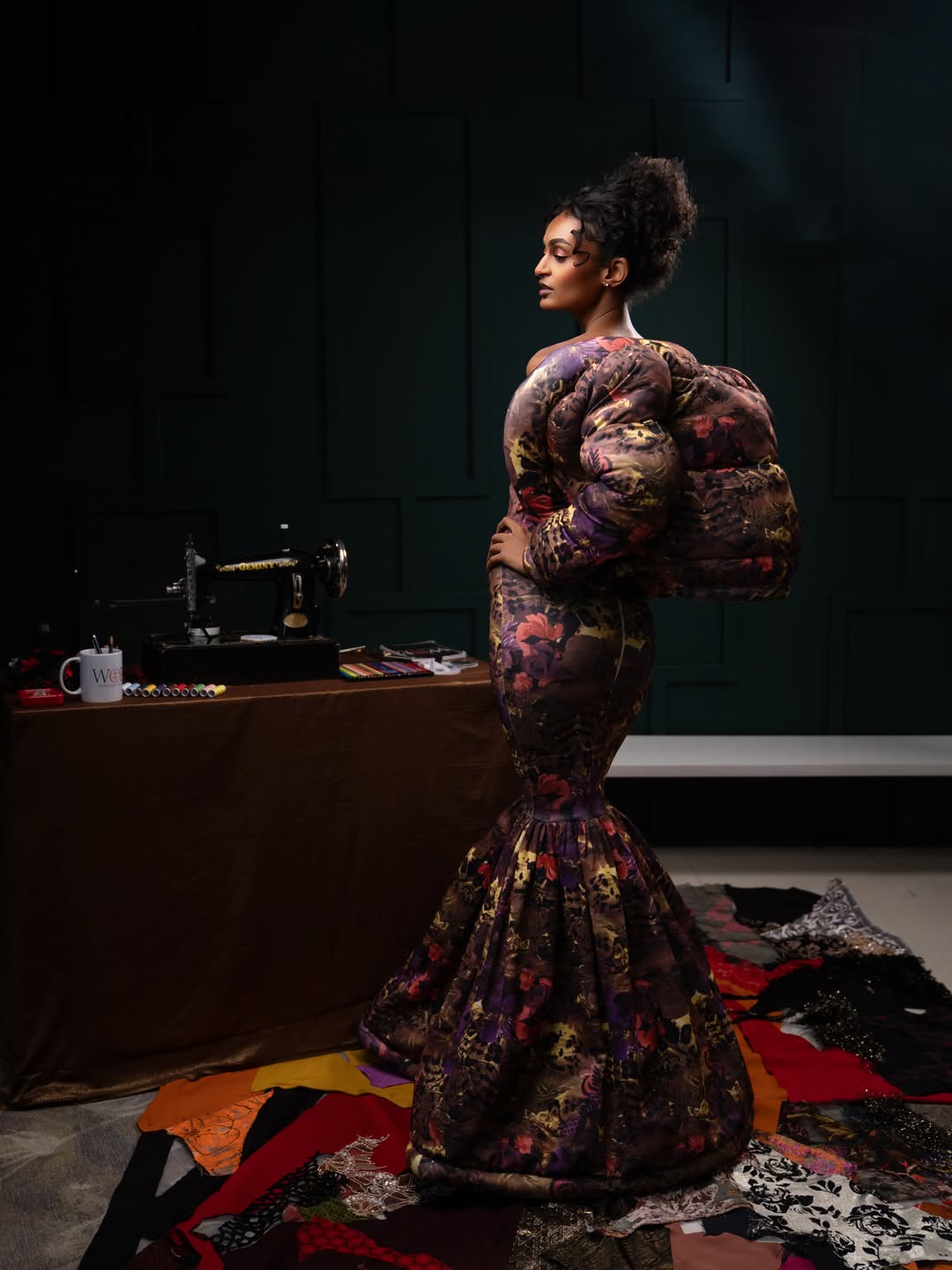 Full-length editorial of the Sculptural couture look